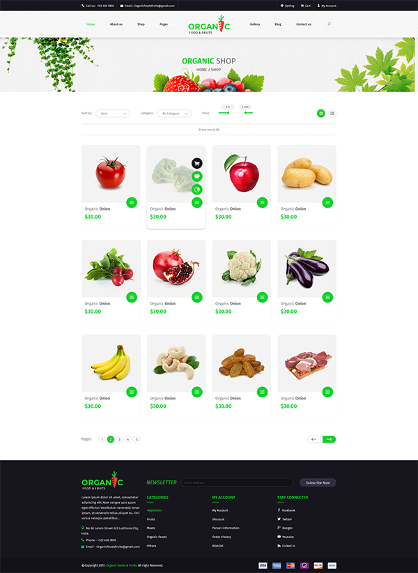 Organic Food and Fruits OpenCart Theme