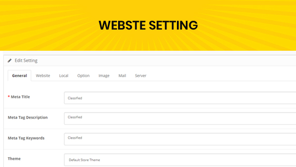 classified custom script admin website setting page