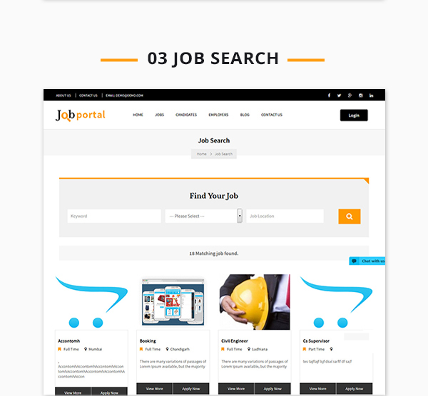 Job Portal Script search page 